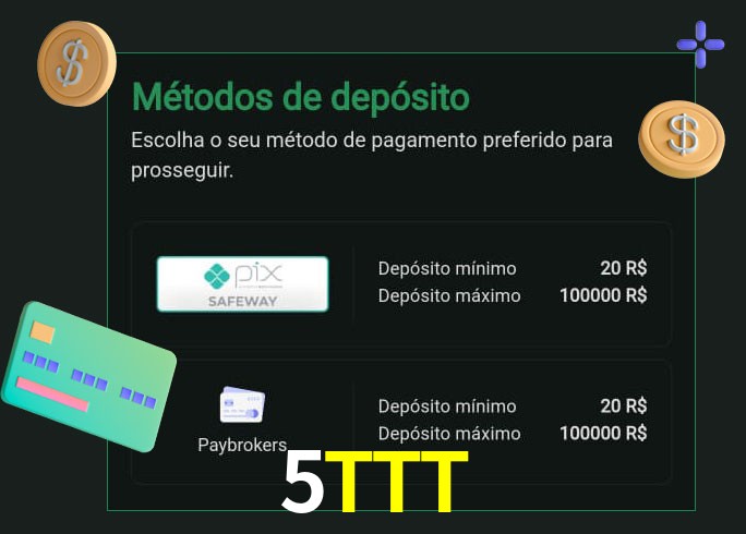 O cassino 5TTT oferece uma grande variedade de métodos de pagamento